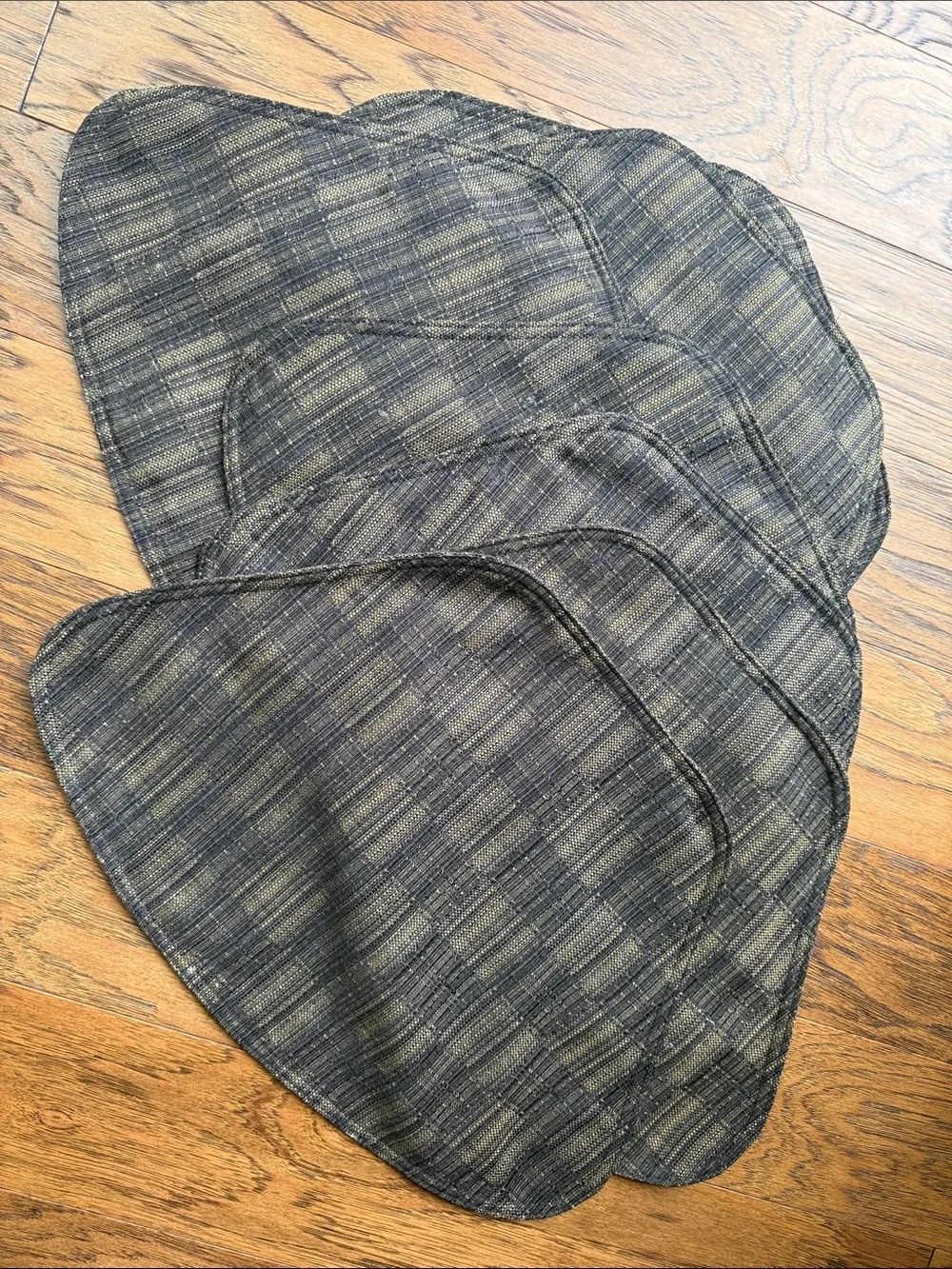 Set of 7 Woven Placemats - Neutral Striped Table Linens